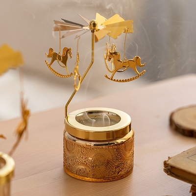 Velas aromáticas de aceite esencial de cera de soja de carrusel redondo de cielo estrellado en relieve Ins Decor