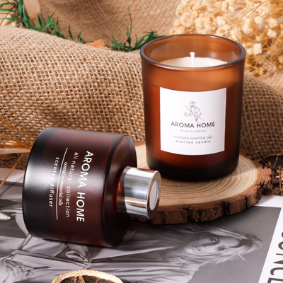 Sistema de lujo de Brown Reed Diffuser Scented Candles Gift del tarro de cristal de la fragancia del aceite de la Caliente-venta del HOGAR del AROMA