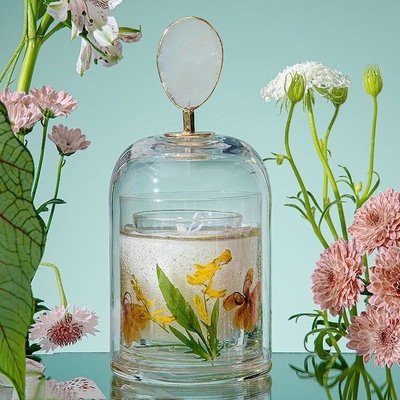 Vela inmortal del olor de Crystal Cup Healing Soy Wax de la flor del Aromatherapy con la cubierta