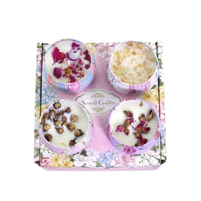 La etiqueta privada modificada para requisitos particulares sospechó el sistema seco del regalo de Crystal Soy Wax Tin Candle de la flor