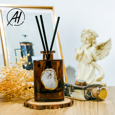 Amber Grey Glass Bottle Crystal Fragrance Reed Diffuser sin humo 180ML para el hogar