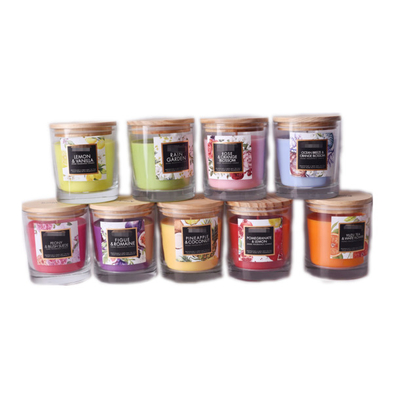Aduana de cristal de la vela del caramelo rojo del hogar del aroma sospechada con la tapa de madera