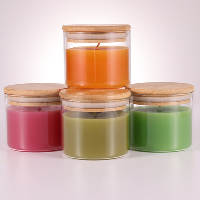 La luz natural del aroma del Aromatherapy de la cera de parafina mira al trasluz 220G con la tapa de bambú