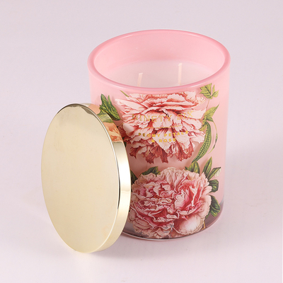 El tarro de cristal en colores pastel 14.5oz sospechó el eucalipto Camellia With Customized Fragrance de la vela