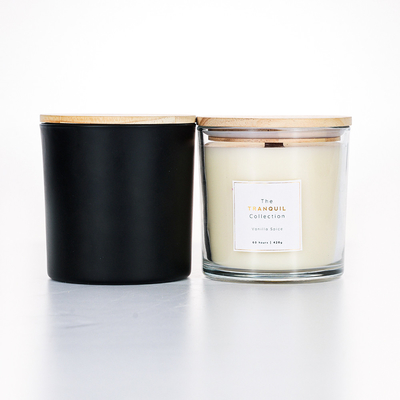 Vela perfumada 420g el 10*10cm del tarro de cristal de madera negro de la tapa