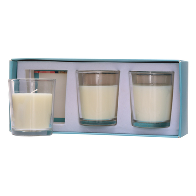 Vela de cristal 70g*3 blanco del tarro del Aromatherapy de encargo del hogar del aroma para el cumpleaños de la boda