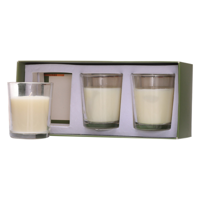 Vela de cristal 70g*3 blanco del tarro del Aromatherapy de encargo del hogar del aroma para el cumpleaños de la boda