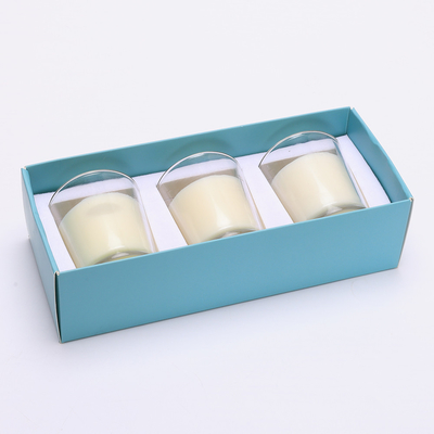 Vela de cristal 70g*3 blanco del tarro del Aromatherapy de encargo del hogar del aroma para el cumpleaños de la boda