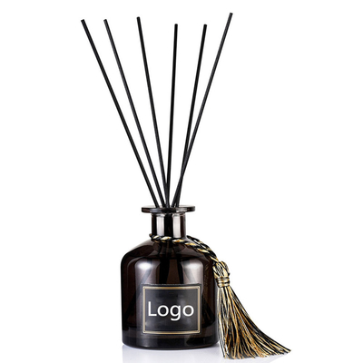 Rota de madera Reed Diffuser Bottle negro 50ml de la fragancia de la tapa con el palillo