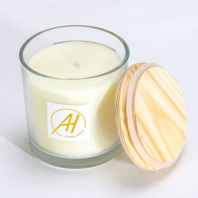 Vela perfumada 420g el 10*10cm de la tapa del algodón del tarro de cristal de madera de las mechas