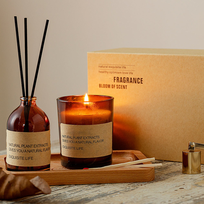 El vidrio de la etiqueta privada sospechó velas y el sistema de Reed Diffuser Home Fragrance Gift