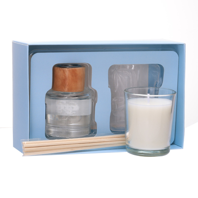 Juego de regalo de fragancia para el hogar con vela de cera de soja perfumada de etiqueta privada pequeña
