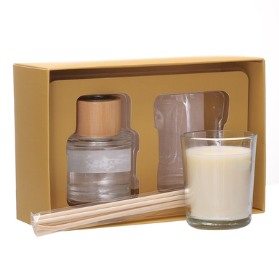 Juego de regalo de fragancia para el hogar con vela de cera de soja perfumada de etiqueta privada pequeña