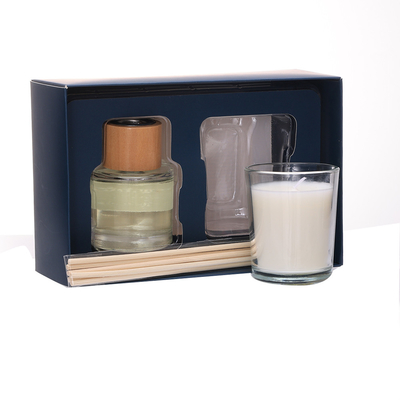 Juego de regalo de fragancia para el hogar con vela de cera de soja perfumada de etiqueta privada pequeña