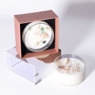Regalos de boda perfumados de la mecha del tarro de cristal de lujo de la etiqueta privada de encargo 2 velas