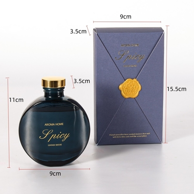 Difusor de caña de botella de vidrio de decoración elegante vintage 100ml con caja de regalo de palos