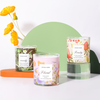 100% 1 mecha de algodón, cera de soja, flor, tarro de cristal, juego de velas perfumadas, lujo de boda