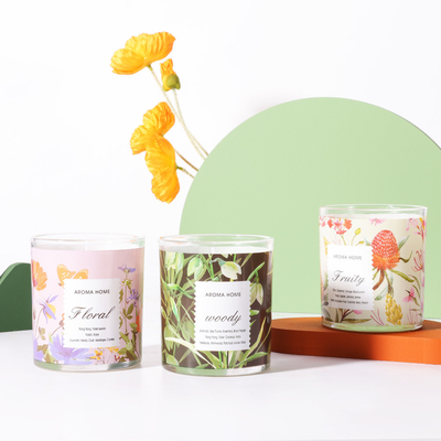 100% 1 mecha de algodón, cera de soja, flor, tarro de cristal, juego de velas perfumadas, lujo de boda