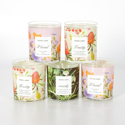 100% 1 mecha de algodón, cera de soja, flor, tarro de cristal, juego de velas perfumadas, lujo de boda