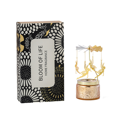 Velas aromáticas de aceite esencial de cera de soja de carrusel redondo de cielo estrellado en relieve Ins Decor
