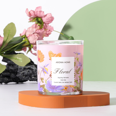 Vela perfumada de soja de lujo de vidrios de aromaterapia de etiqueta privada 220G 8x9cm