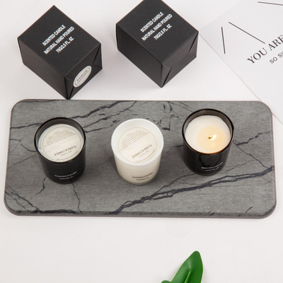 AROMA HOME Vela de vidrio perfumada de lujo de etiqueta privada Negro Blanco