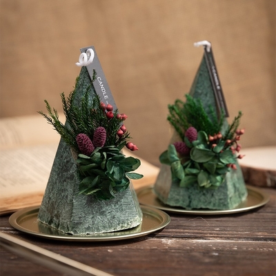 Flor Pirámide Tipo Cono Árbol de Navidad Pilar Vela Sin Humo Blanco Verde Rojo 140g