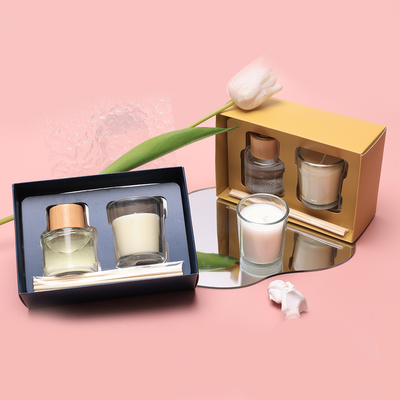Sistema perfumado claro negro de cristal de encargo del regalo del tarro de la vela de Mini Small Luxury Private Label