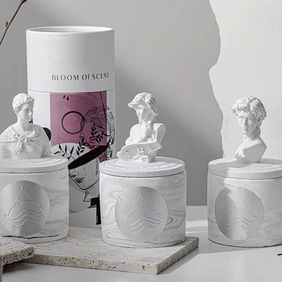 Tarro de cerámica de la vela de David Statue Vessels Candles Scented de las velas del AROMA de la escultura griega decorativa de encargo de la fragancia con L