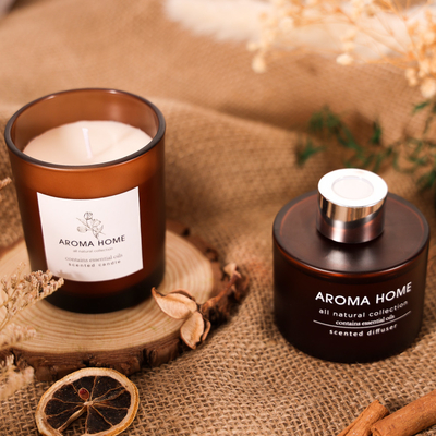 Sistema de lujo de Brown Reed Diffuser Scented Candles Gift del tarro de cristal de la fragancia del aceite de la Caliente-venta del HOGAR del AROMA