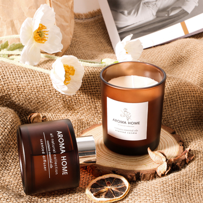 Sistema de lujo de Brown Reed Diffuser Scented Candles Gift del tarro de cristal de la fragancia del aceite de la Caliente-venta del HOGAR del AROMA