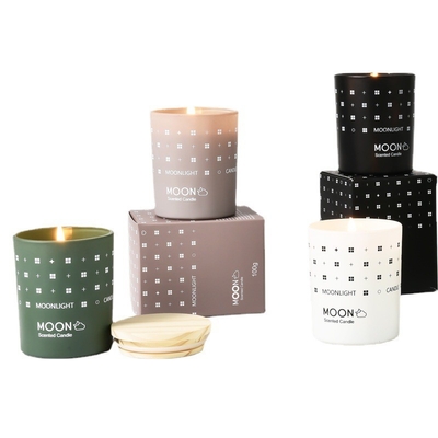 Vela perfumada de la Navidad del HOGAR del AROMA de la pendiente del estilo de la soja del tarro de cristal nórdico ampliamente utilizado natural de la cera con la caja del plegamiento