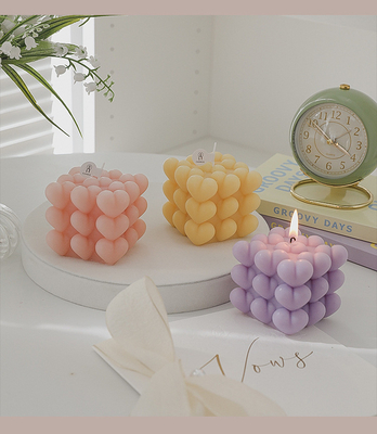 La vela geométrica de la burbuja del cubo de la cera de la soja del Aromatherapy del cubo del OEM Rubik del INS del HOGAR del AROMA sospechó las velas para la decoración casera