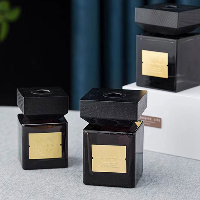Modifique el vidrio casero Reed Diffuser del negro para requisitos particulares del palillo del aceite de la fragancia de la decoración del aire que refresca