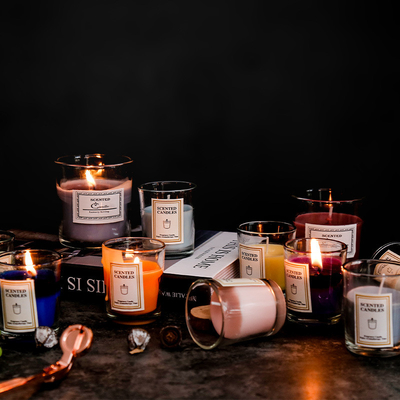 Velas claras del tarro de la etiqueta privada del HOGAR del AROMA del Aromatherapy del Ins de la fragancia de la cera perfumada nórdica de encargo de lujo de la soja con la caja de regalo