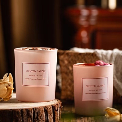 La etiqueta privada secada de lujo de la flor del Aromatherapy romántico del rosa del HOGAR del AROMA sospechó las velas de la cera de la soja para el arreglo de los acontecimientos