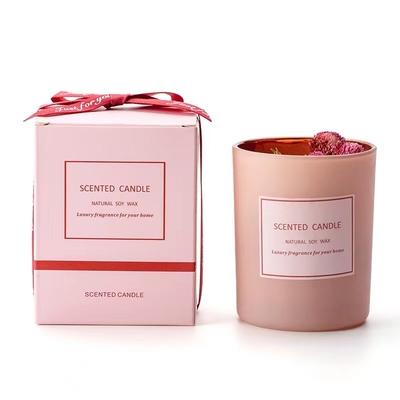 La etiqueta privada secada de lujo de la flor del Aromatherapy romántico del rosa del HOGAR del AROMA sospechó las velas de la cera de la soja para el arreglo de los acontecimientos