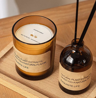 La cera de encargo de lujo de la soja del Aromatherapy de la etiqueta privada del HOGAR del AROMA sospechó la plataforma de madera M de Reed Diffusers Gift Set With de las velas