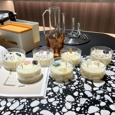 El HOGAR Logo Soy Wax Crystal Stone de encargo del AROMA mira al trasluz las 10 onzas perfumada grande