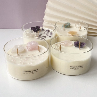 El HOGAR Logo Soy Wax Crystal Stone de encargo del AROMA mira al trasluz las 10 onzas perfumada grande