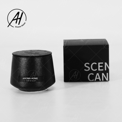 Matte Glass Jar Soy Wax negro sospechó el hogar del aroma mira al trasluz la etiqueta privada de encargo