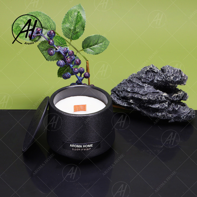 Matte Glass Jar Soy Wax negro sospechó el hogar del aroma mira al trasluz la etiqueta privada de encargo