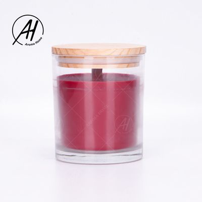 El hogar de madera Dor Custom Soy Wax Scented de la tapa del tarro de cristal mira al trasluz la etiqueta privada 8OZ