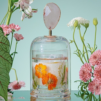 Vela inmortal del olor de Crystal Cup Healing Soy Wax de la flor del Aromatherapy con la cubierta