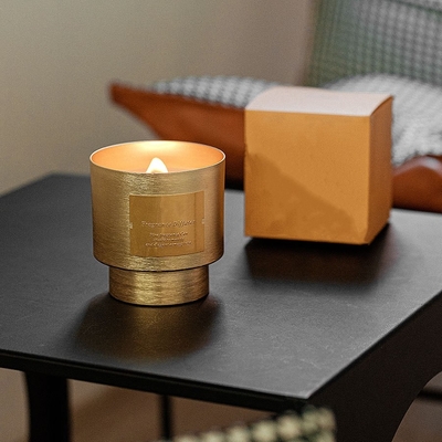 Vela perfumada 290g del metal del oro del tarro de aluminio de lujo único de la taza con la mecha de madera