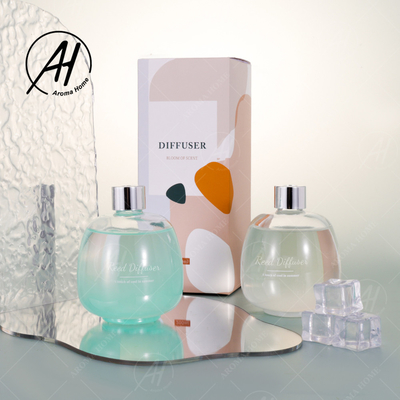 Palillo fresco Reed Diffuser Essential Oil Sets de la fibra de la tapa de la astilla de la botella de cristal de la burbuja del verano