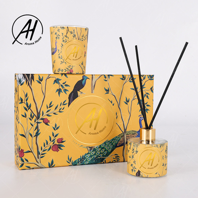 El tarro de cristal apagado del estilo nórdico de la etiqueta sospechó las velas Reed Diffuser Set With Box