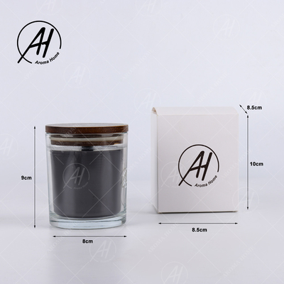 Negro perfumado de la vela del tarro de Brown de la tapa de la mecha de la cera de madera cruzada de cristal transparente de la soja