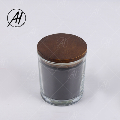Negro perfumado de la vela del tarro de Brown de la tapa de la mecha de la cera de madera cruzada de cristal transparente de la soja
