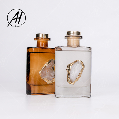 Aroma de oro Reed Diffuser 180ML del aceite esencial de la botella de vidrio de la tapa del cuadrado de la rota de la fibra